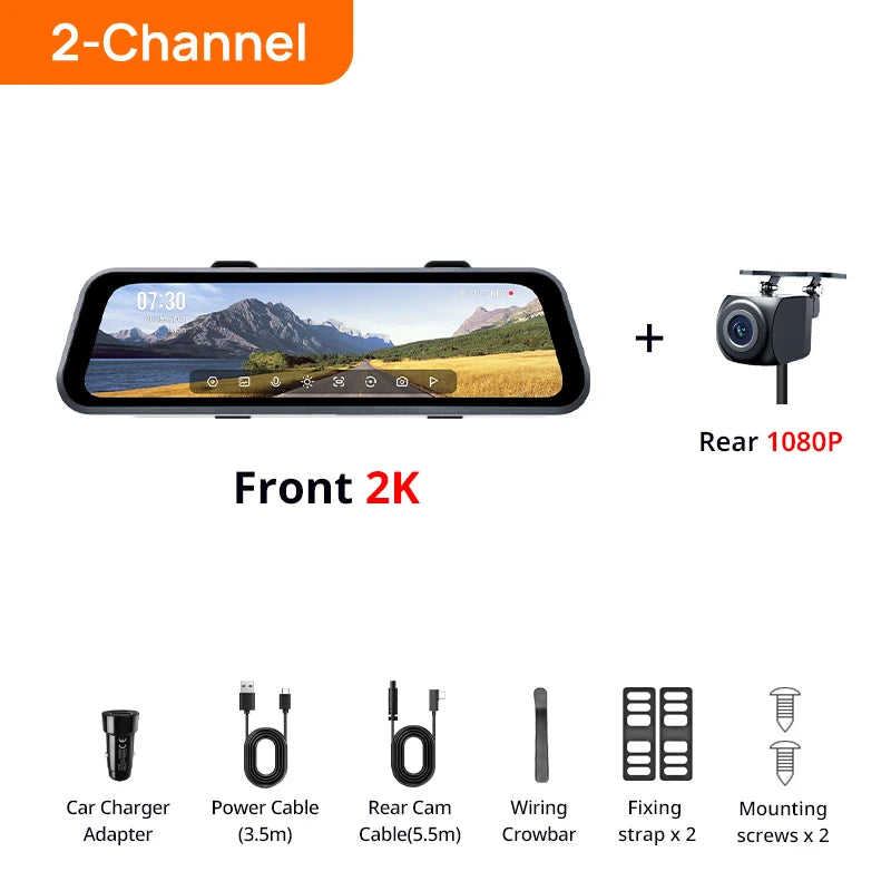 70mai S410 Rearview Dash Cam | 9.35-Inch Touch Screen Dual 2K+1080P Car DVR detail view