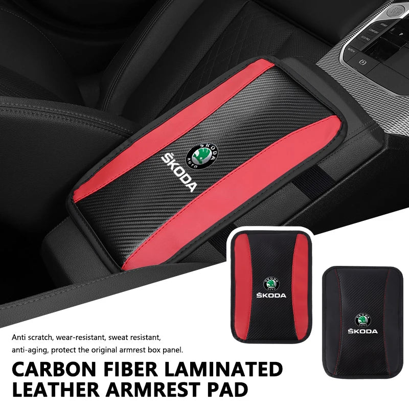 For Skoda Car Armrest Mat Center Console Arm Rest Protection Cushion Kamiq Karoq Octavia 2 3 Rapid Scala Kami Fabia VII VRS