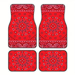 Red Bohemian Paisley Print Car Floor Mats 4Pcs Universal Anti-Slip Auto Carpet Inte additional angle