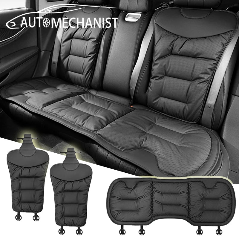 AUTOMECHANIST Car Seat Cover Front Rear Seat Cushion Protector Nappa Leather Soft Seat Mat Universal