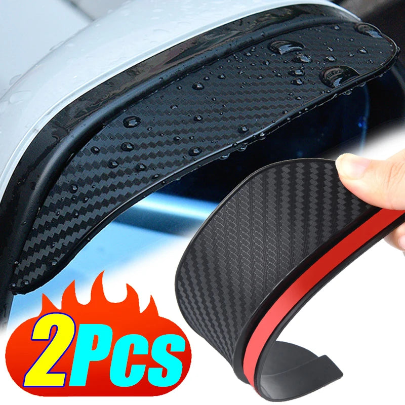 2Pcs Carbon Fiber Car Rearview Mirror Rain Shield Eyebrow Flexible Car Rearview Mirror Rain Shield P