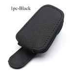 Car Sunglasses Holder Car Magnetic Leather Clip Card Ticket Holder Auto Sun Visor Glasse detail view