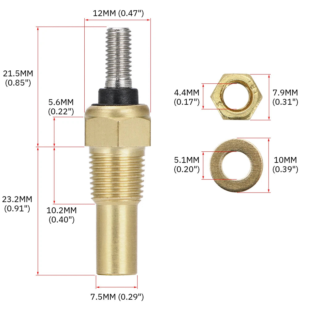 PQY 12V 1/8 NPT Oil Temp Sensor Water Temp Sensor Gauge | VR-TSU01 detail view