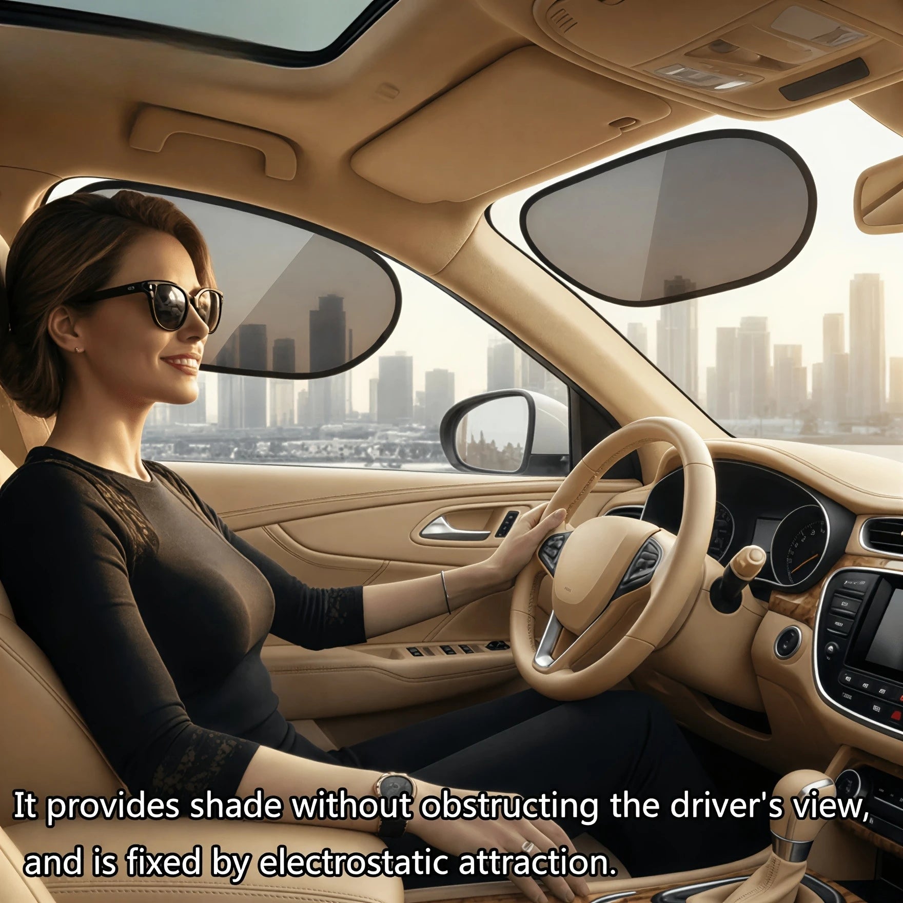 2pcs Car Sunshade, Anti-Glare & UV Protection | Blocks Sunlight Without Blocking Vision