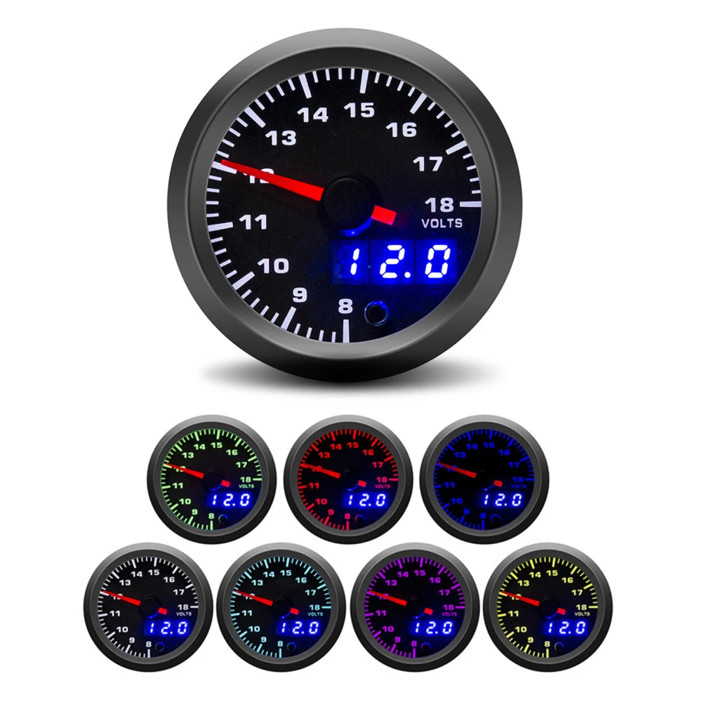 52mm 7 Color LED Tachometer Gauge Set | Boost, Water Temp, Oil Temp, Oil Pressure, additional angle