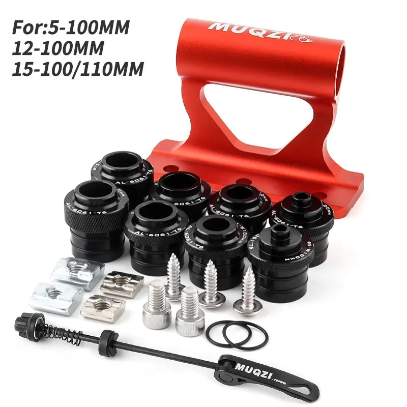 MUQZI Thru Axle Fork Mount Bike Rack | Quick Release Bicycle Carrier for Car Roof Truck detail view