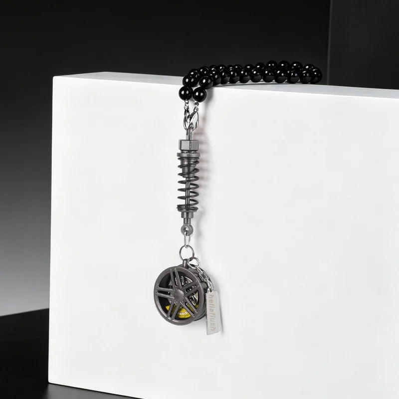 metal Car Mirror Rearview Pendant Auto Interior Decor Pendants Aluminum Wheel With Sh alternate view