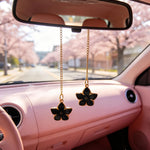 Cute Car Rearview Mirror Pendant Four-Leaf Clover Chain Hanging Ornament Car Interior Accessories Women's Gift