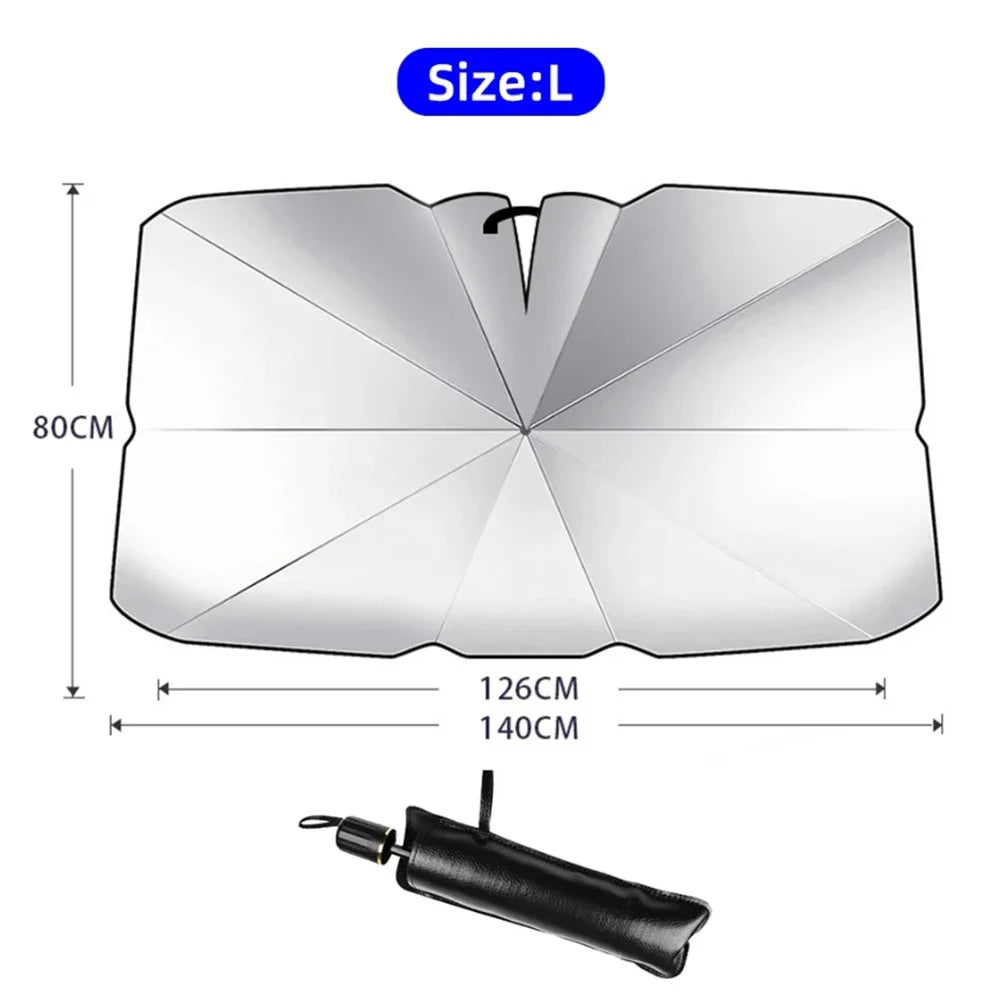 Upgraded Car Windshield Sun Shade Umbrella Foldable Car Sunshade Front Window Cover fo close-up view