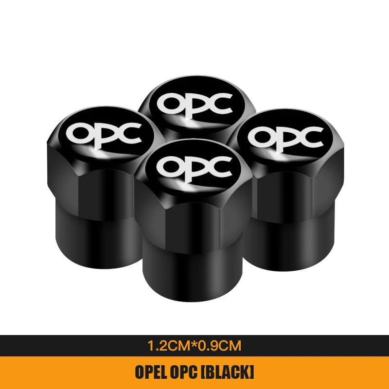 4Pcs Metal Car Wheel Tire Valve Caps | Dustproof Cover for Opel Models close-up view