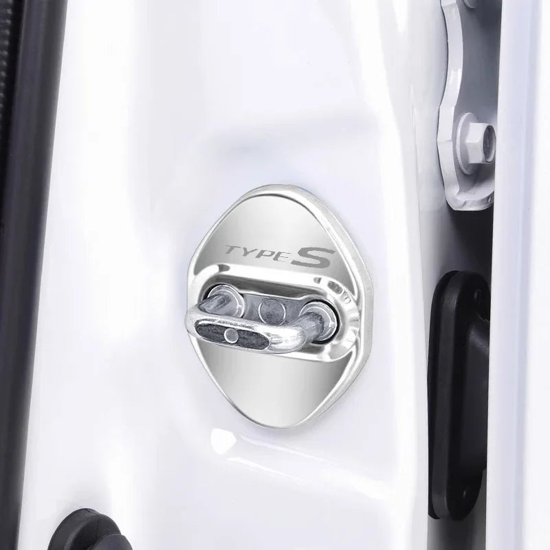 4PCS Stainless Steel Car Door Lock Cover Anti Rust Protective Buckle Sticker Decals Fo close-up view