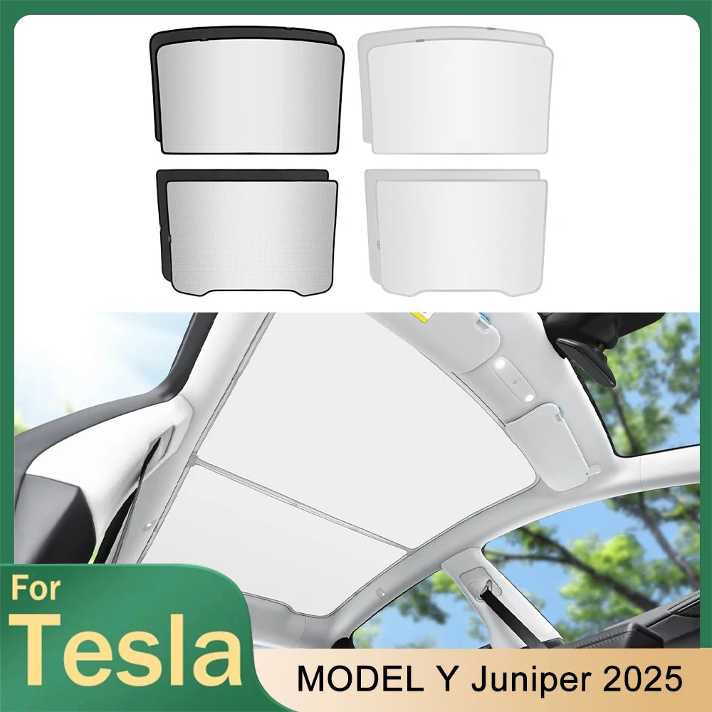 For Tesla Model Y Juniper 2025 Sunshade | Car Ice Cloth Buckle Sun Roof Visor
