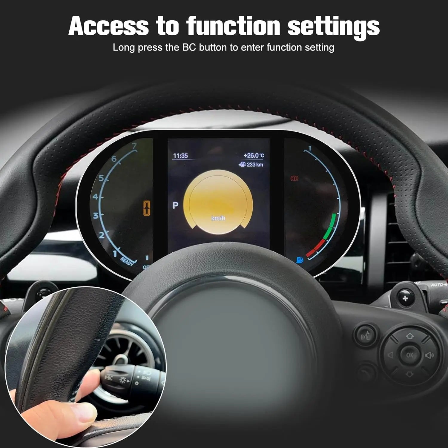Digital Speedometer Gauge Cluster for BMW Mini R55 R56 R57 R58 R59 2007-2016 | 5 Inch close-up view