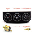 52mm 3 In 1 Triple Gauge Kit | Oil Pressure Voltmeter Water Temp with Sensors