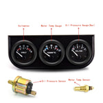 52mm 3 In 1 Triple Gauge Kit | Oil Pressure Voltmeter Water Temp with Sensors