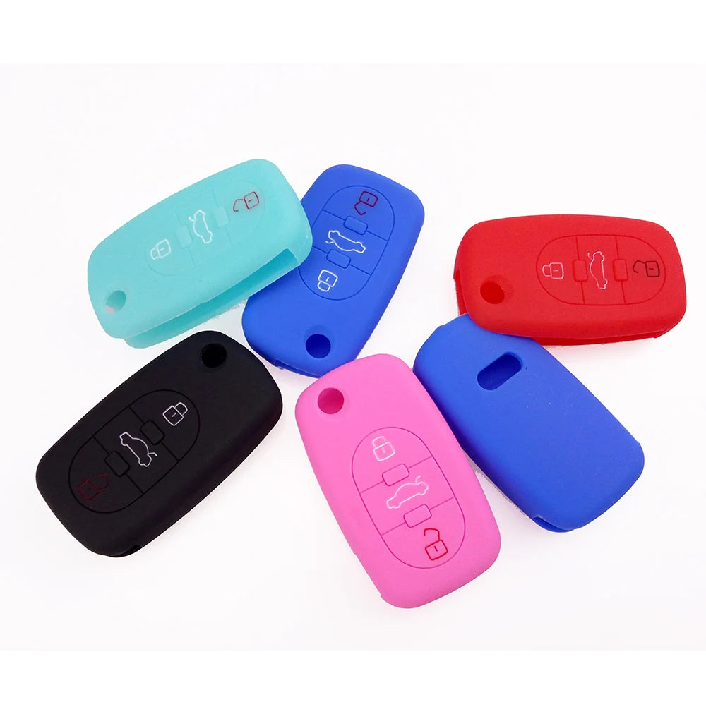 Silicone Key Fob Cover for Audi 3 Button Flip Key close-up view