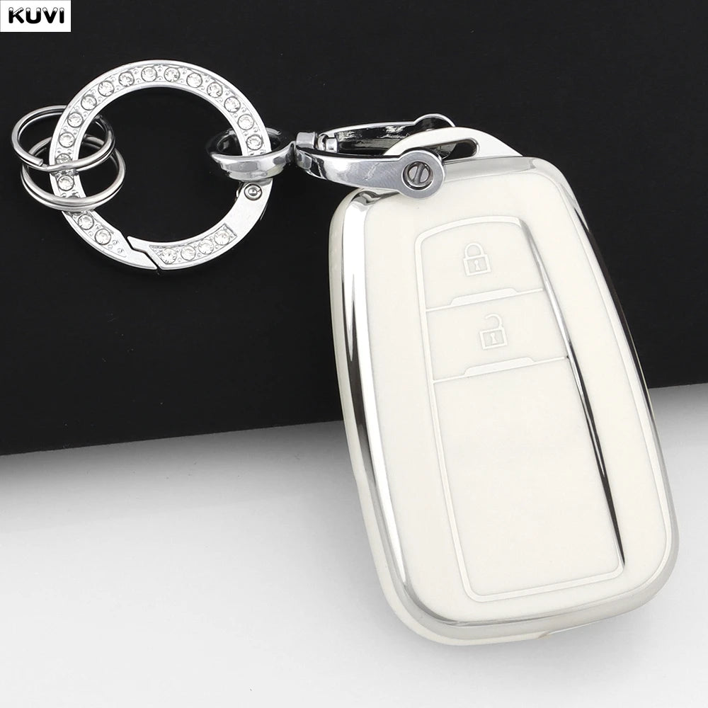 TPU Car Remote Key Case Cover Shell Fob Keychain For Toyota Prius Camry Corolla CHR C- close-up view
