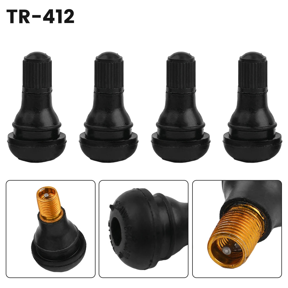 TR412 Snap-in Car Tubeless Tyre Valve Stems | 4 Pack Rubber Copper Vacuum Tire Air Va alternate view