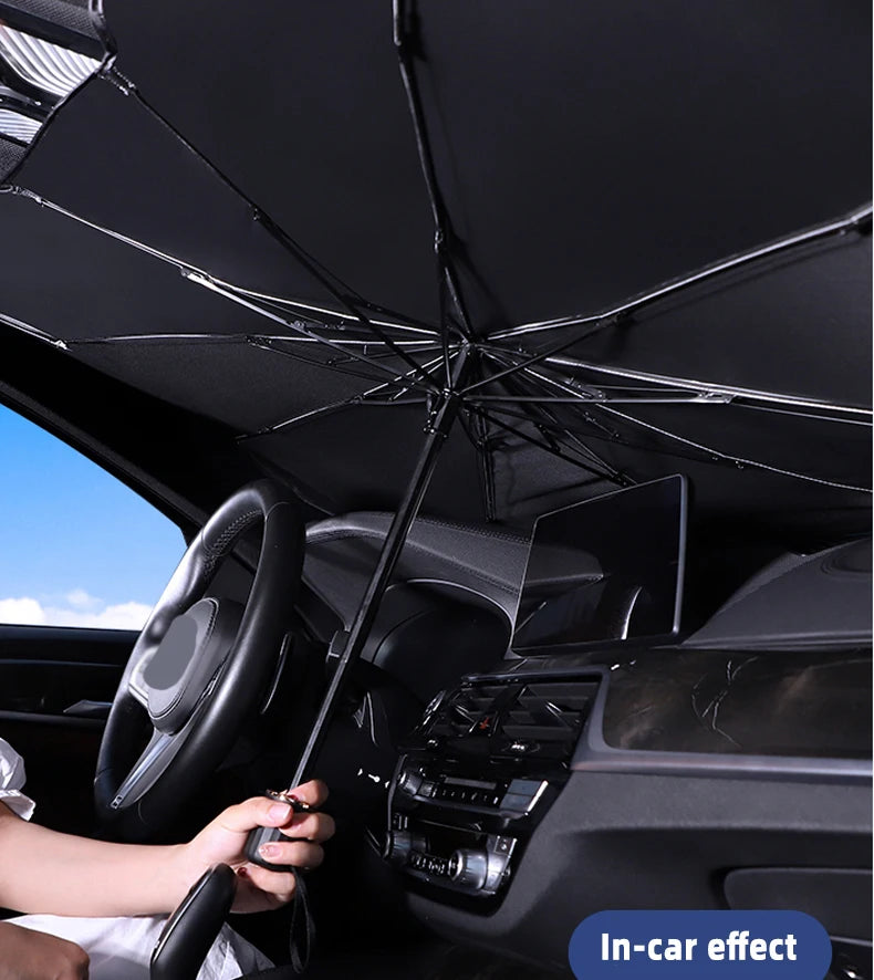 Car Windshield Sun Shade Umbrella Foldable Canvas close-up view