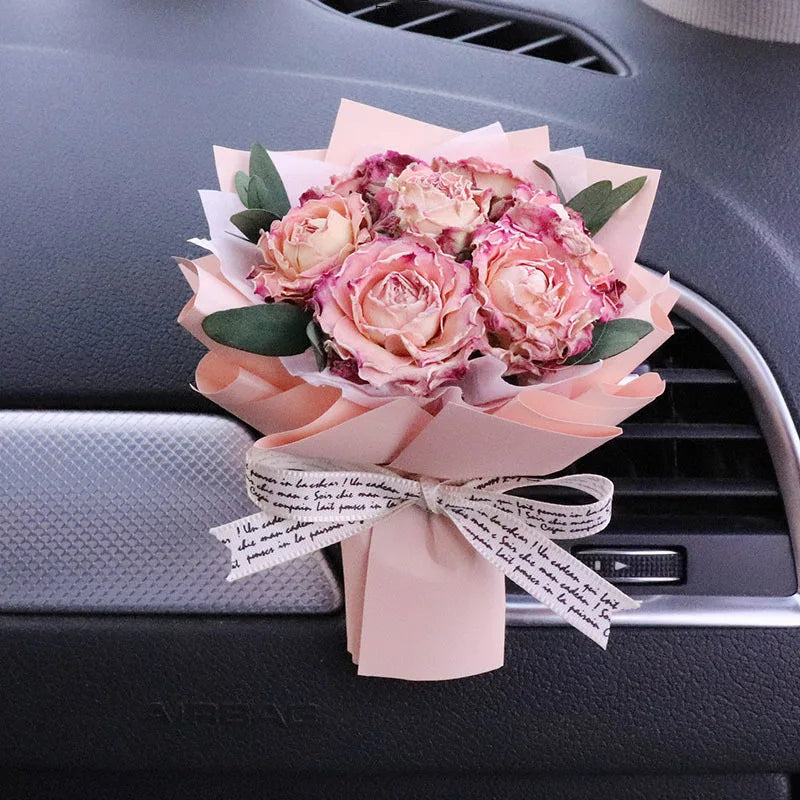 Fresh Flowers Mini Dried Flowers Bouquet for Car Air Vent Clips, Car Air Outlet Perfume Decoration, Air Fresheners Accessories
