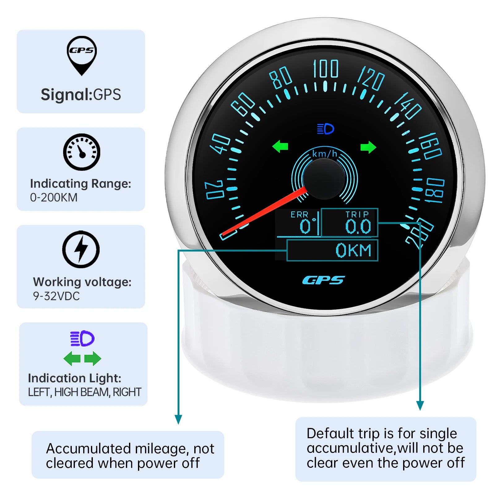 85mm GPS Speedometer 0-160 MPH 0-200 KM/H with 7 Color Backlight | Digital Speed Ga additional angle