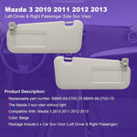 Car Sun Visor For Mazda 3 Mazda3 2010 2011 2012 2013 Left Driver Sun Shade Right Side Sunshade Panel Replacement BBM2 69 320C 75