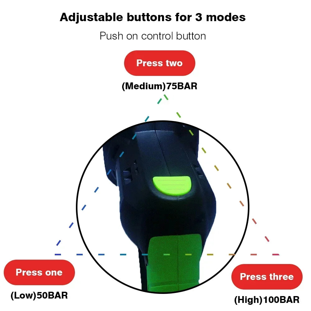 100BAR 1000W Brushless Cordless High Pressure Car Washer Rechargeable Car Cleaning Washer Spray Foam Generator Water Gun Machine
