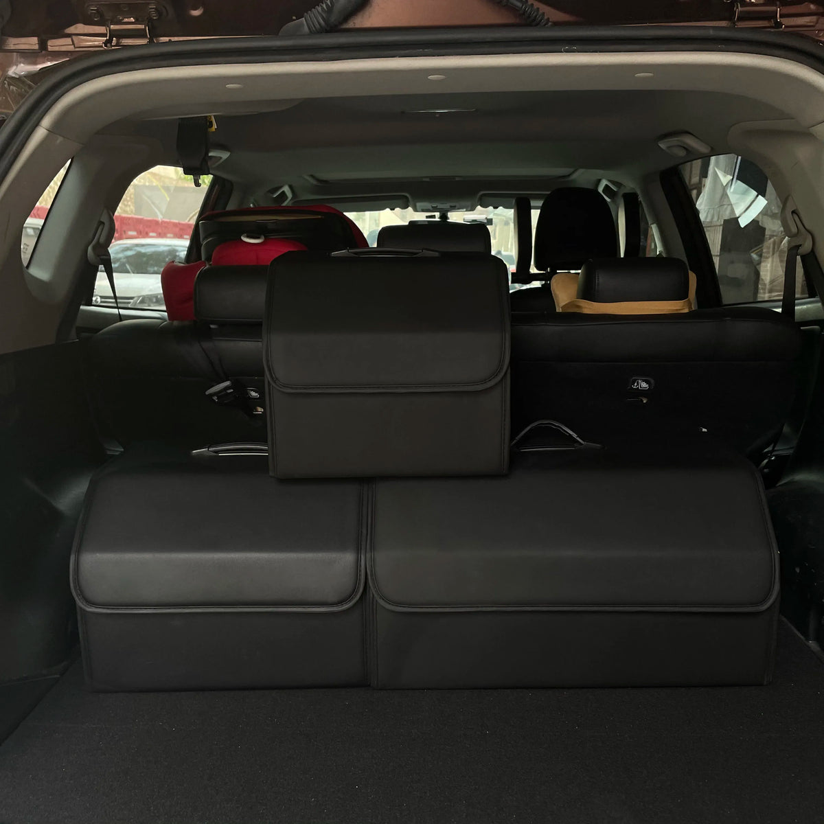 Storage Box PU Leather Multipurpose Collapsible Car Trunk Storage Organizer Car Trunk alternate view