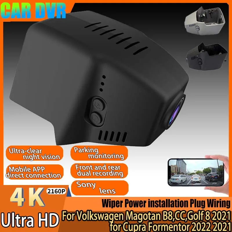 4K Wi-Fi Dash Cam for VW Magotan B8 CC Golf 8 Cupra Formentor | Easy Plug & Play DVR