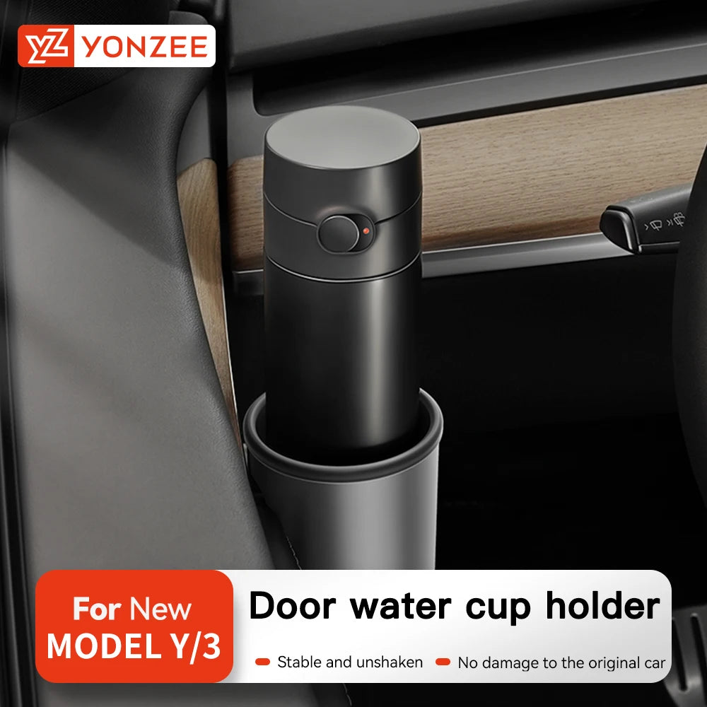 Car Door Cup Holder for Tesla Model 3 Y | 4-Piece Door Storage Rack Set