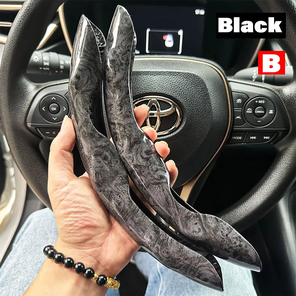 2PCS Universal Round Car Steering Wheel Cover Winter Fur Warm Carbon Fiber Leather Ant close-up view