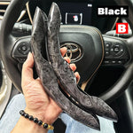 2PCS Universal Round Car Steering Wheel Cover Winter Fur Warm Carbon Fiber Leather An alternate view