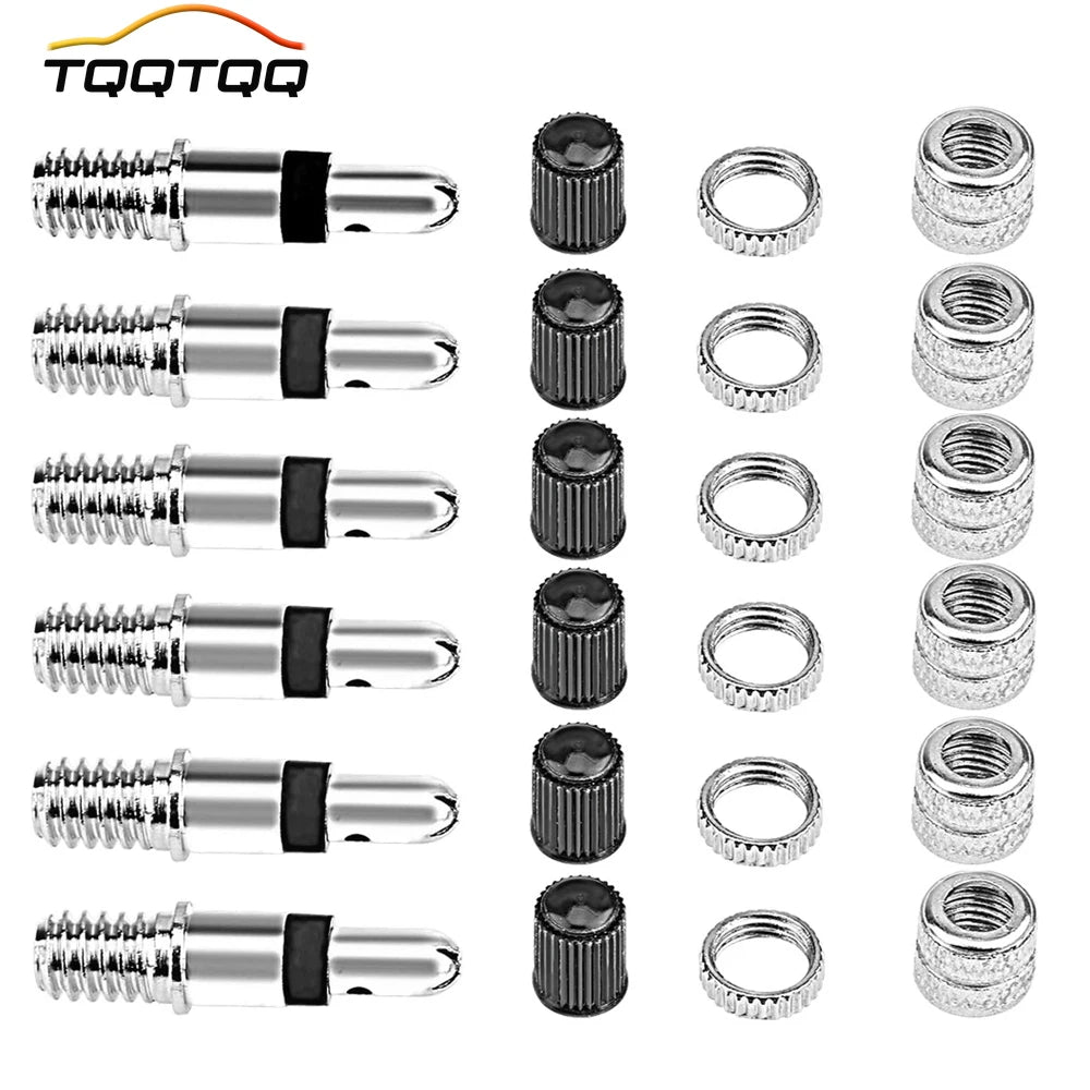 Bike Tire Valve Core Kit | Anti Aging Nickel Plated Brass Valve Stems for Electric Vehicles