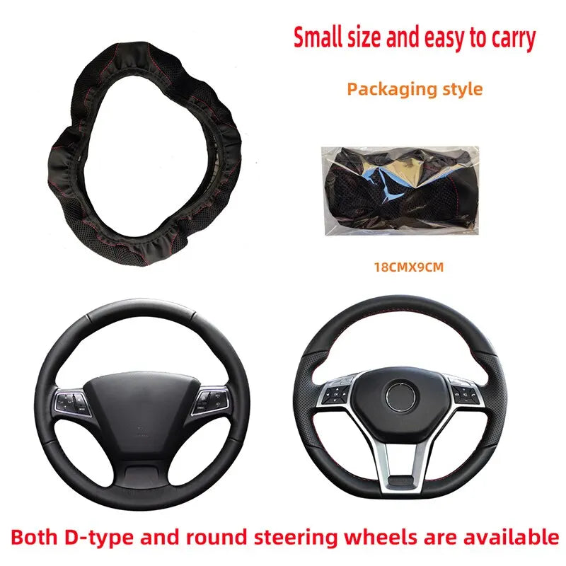 Steering Wheel Cover Without Inner Ring 37-38cm Faux Leather Diamond additional angle