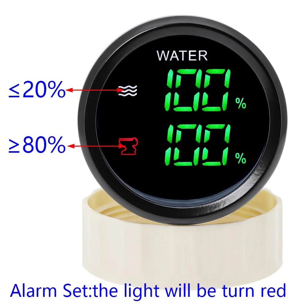 Digital Dual Gauge with Alarm 52MM Water Level and Sewage Level Meter | 0-190ohm Mari lifestyle view