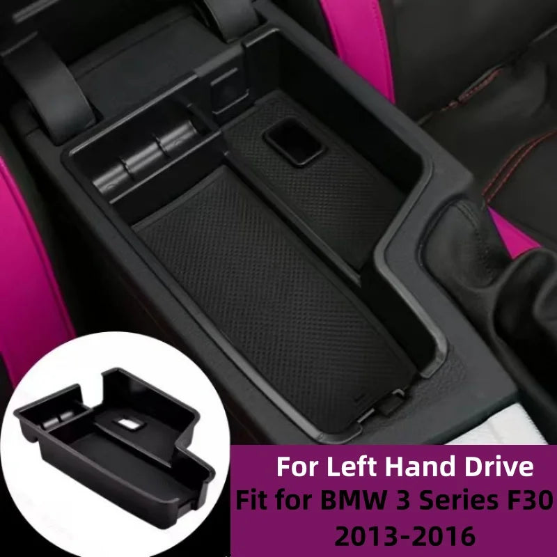 For BMW 3 Series F30 2013-2016 ABS Black Car Center Console Armrest Storage Box Interior Organizer T