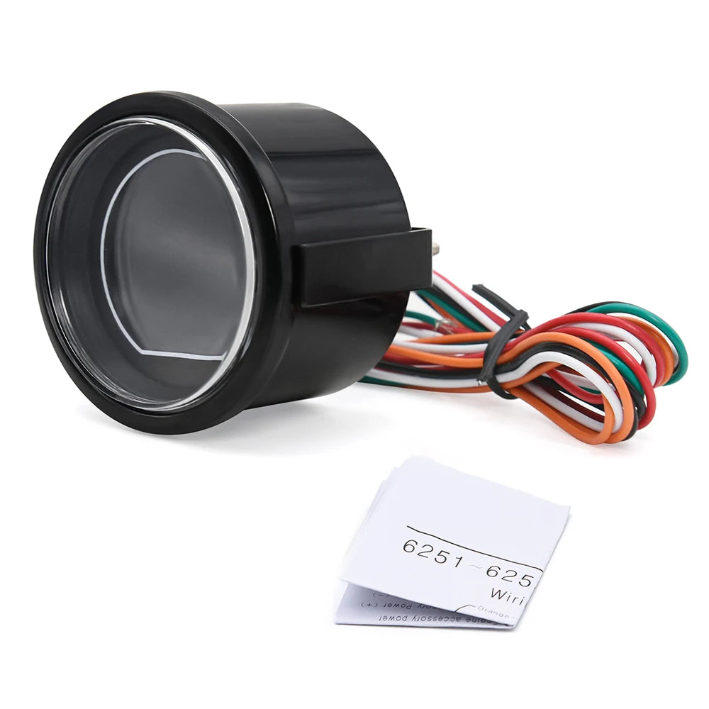 AD 2" 52mm Red and Blue Dual LED Car Gauge Set | Boost, Water Temp, Oil Temp, Oil Pres close-up view