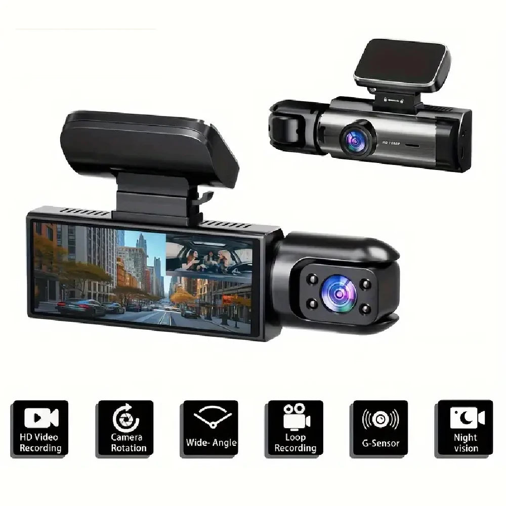 3.16inch IPS 1080P Dash Cam Car Dvr Dual Lens Front Inside Wide Angle IR Night Vision Video Recorder
