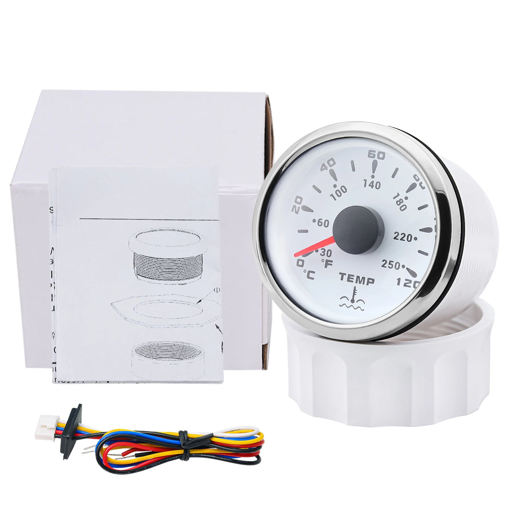 2" 52mm Water Temperature Gauge 0~120℃ 7 Color Backlight | Universal Marine Car Boa additional angle