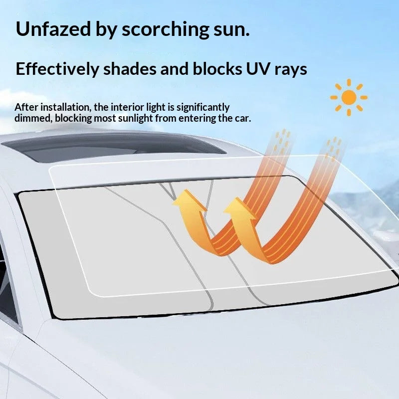 Foldable Car Windshield Sun Shade Front Window Sun Visor close-up view