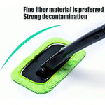 Telescopic Handle Car Windshield Cleaner, Green Microfiber Pads close-up view