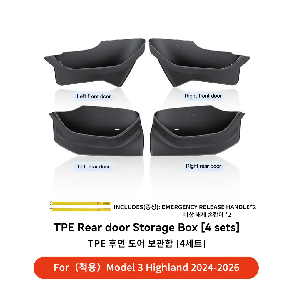 YZ Car Door Side Storage Box For Tesla Model Y 3 YL Juniper Highland Door Organizer T lifestyle view