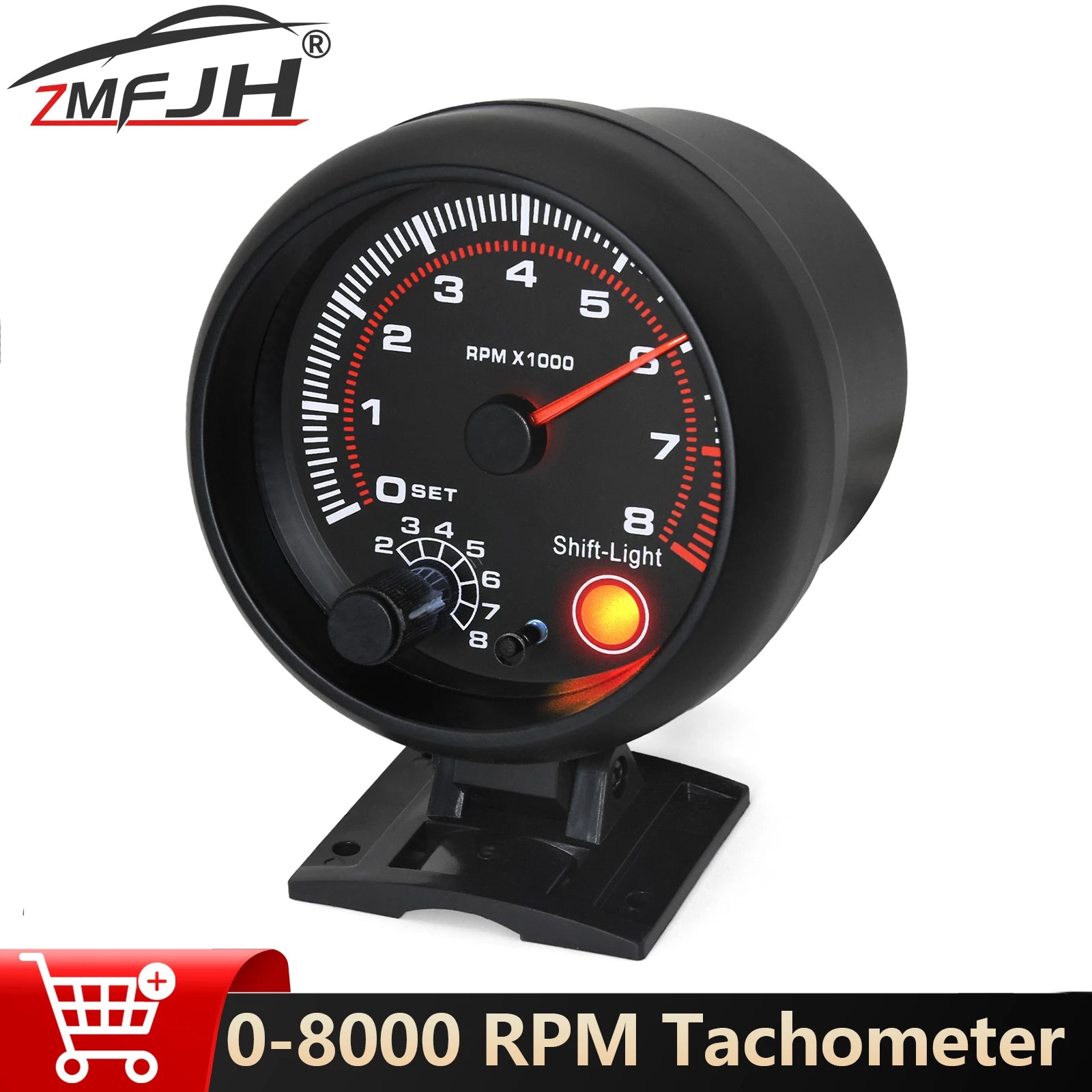 Car Universal Tachometer Gauge 0-8000 RPM Tachometer With Shift light Tacho Gauge For 1-8 Cylinders 12V Racing Car Vehicle