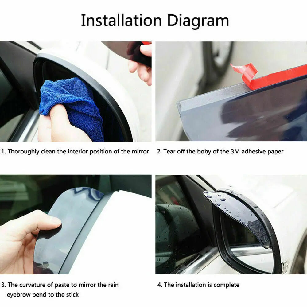Universal Car Rearview Mirror Rain Eyebrow | Auto Rear View Side Rain Shield Snow G additional angle