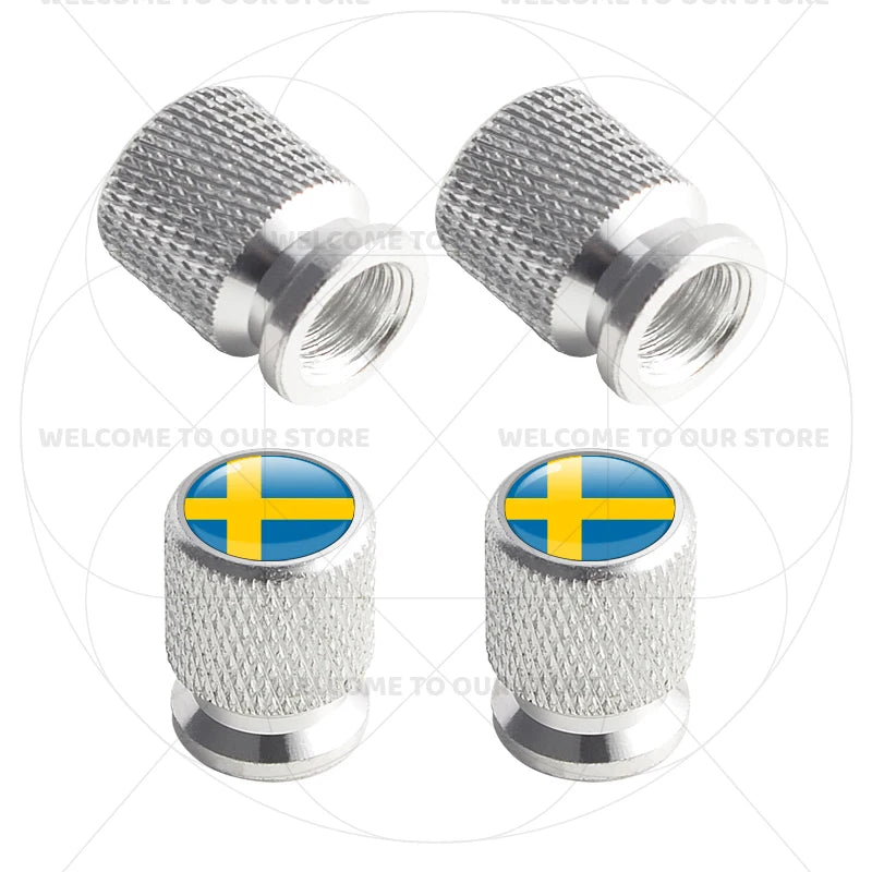 For Sweden Swedish Flag Union Jack Britain Flag Emblem 4Pcs Aluminum Motorcycle Car additional angle
