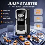 STSCELZ 2-in-1 Car Jump Starter with Air Compressor, 150 PSI Portable Battery Booster, Digital Tire Inflator for 12V Cars