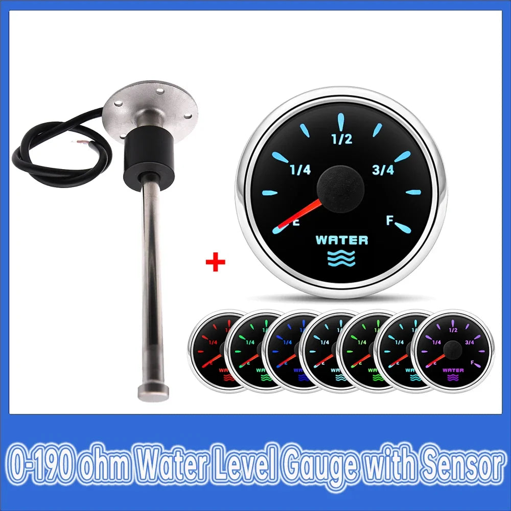 100mm-500mm Car Water Level Gauge Sensor with 7-Color Digital Pointer Indicator | 0-190 ohm Water Le