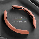 Suede Universal 38CM Car Steering Wheel Booster Cover Non-Slip Auto Interior Steer Protector Decoration Accessories-Brown