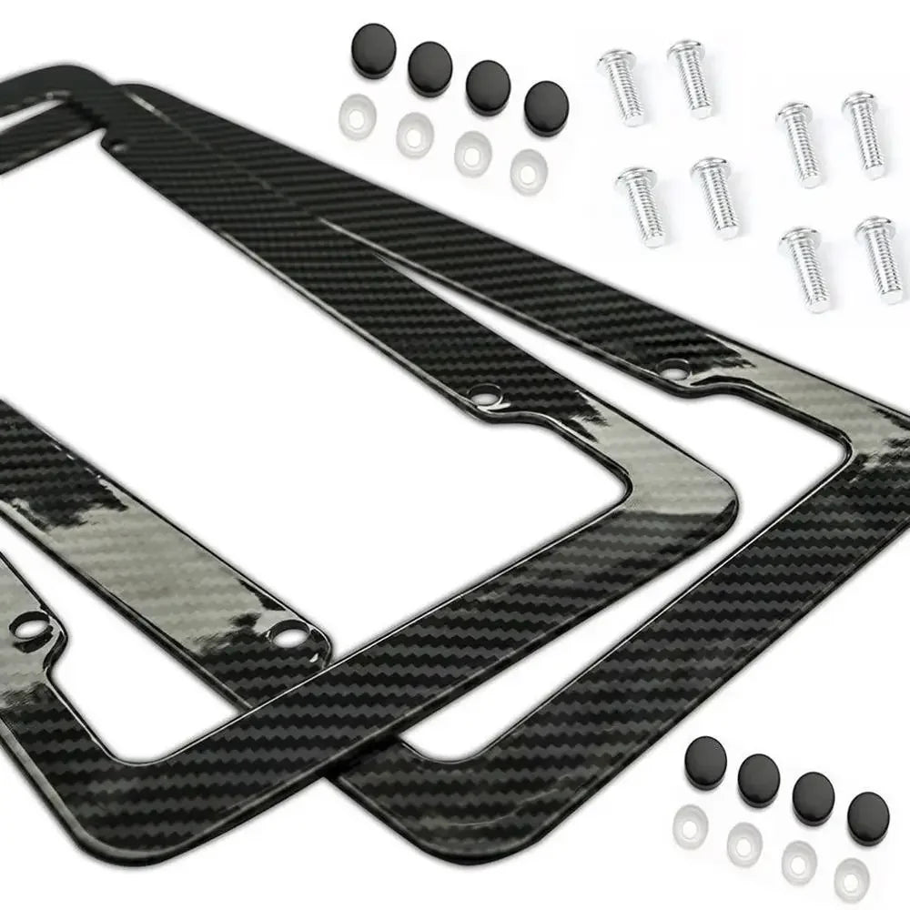 NEW Universal 30*15CM 1/2pcs License Plate Frame Carbon Pattern Plastic License Plate Frame Bracket