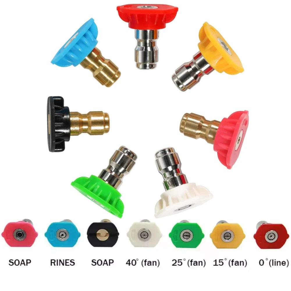 Pressure Washer Gun Car Washing Gun With 7pcs Soap Spray Nozzles 14mm 15mm M22 Socket 1/4" Quick Release Foam Gun Car Water Gun